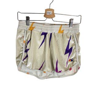 Aviator Nation Lightning Bolt Repeat Velvet Shorts Cream Multicolor Size XL